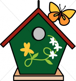 Birdhouse and Butterfly | Nature Clipart
