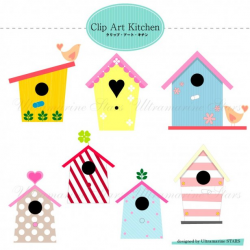 Cute Bird Houses Illustration House Sticker Designs Stock Vector ...
