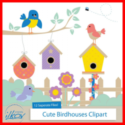Best Cute Clipart Birdhouse For Digital Bird Of Feeder Style And ...