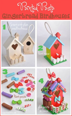 Painted pasta gingerbread Birdhouse Transform a wood birdhouse into ...