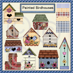 Painted Birdhouses Clipart | Commercial Use Clipart To Buy ...