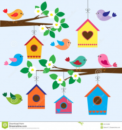 Bird House Clipart Whimsical Pencil And In Color Bird House Cute ...