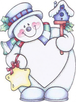 snowman with birdhouse, star and a big heart (you could write in ...