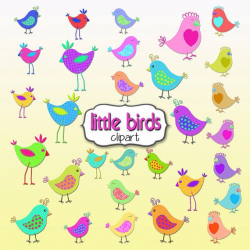 Bird Clipart, 30 Rainbow Birds Clipart, Bright Colors and Patterns ...