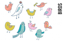 Pastel Bird Doodle Clipart ~ Illustrations ~ Creative Market