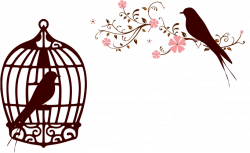 Clipart - Floral Birds Silhouette No Background