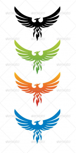Phoenix Bird Clip Art | Four versions of phoenix bird. The ...