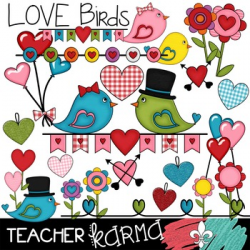 LOVE Birds Clipart ~ Valentine's Day ~ Commercial OK by Teacher Karma