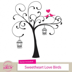 Love Birds Clipart for Wedding Invitations, Wall Art, Digital ...