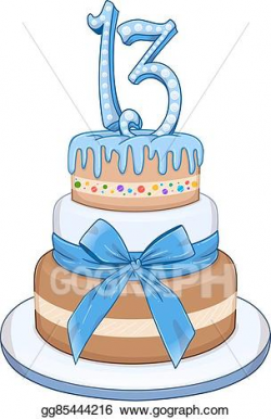 Vector Stock - Blue bar mitzvah cake for 13th birthday. Clipart ...