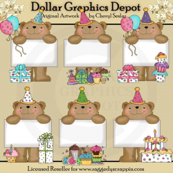 Bulletin Bears - Birthday - Clip Art - $1.00 : Dollar Graphics Depot ...