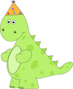 Birthday Dinosaur Wearing a Party Hat Clip Art - Birthday Dinosaur ...