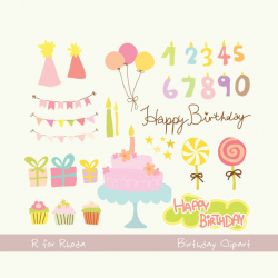34pcs Birthday girl clipart - printable digital icon - party supply ...