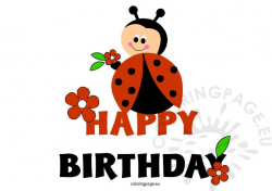 Ladybug Happy Birthday | Coloring Page