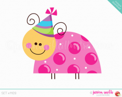 Instant Download Birthday Bug Cute Digital Clipart, Cute Lady Bug ...
