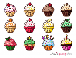 Cupcake clipart, vector graphic, muffin, traditional, red velvet ...
