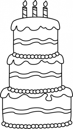 Black and White Big Birthday Cake Clip Art - Black and White Big ...