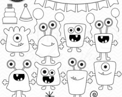 monster aliens clipart clip art birthday party Girl Monsters