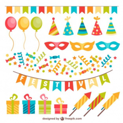 Colorful decoration for party Free Vector | bday | Pinterest ...
