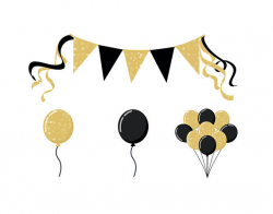 PARTY BALLOON CLIPART - birthday clipart - balloons vectors - black ...