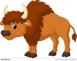 Cute Bison Cartoon Illustration 56828070 - Megapixl