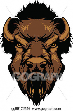 Clip Art Vector - Buffalo bison mascot head graphic. Stock EPS ...