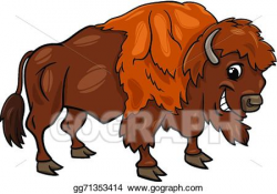EPS Vector - Bison american buffalo cartoon illustration ...