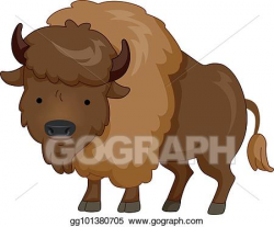Vector Stock - Cute animal brown bison. Clipart Illustration ...