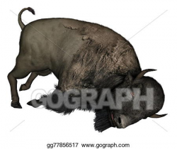 Drawing - Bison dead - 3d render. Clipart Drawing gg77856517 - GoGraph