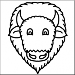 Clip Art: Cartoon Animal Faces: Bison B&W I abcteach.com | abcteach