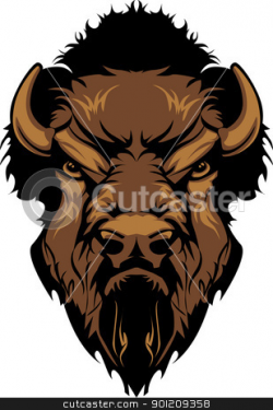 Bison clipart face - Pencil and in color bison clipart face