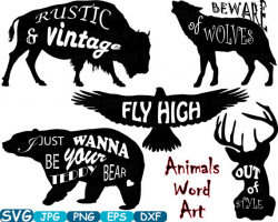 Animals Word Art Cutting Files SVG Bear Eagle Deer Wolf Bison ...