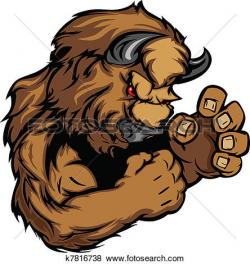 Bison clipart angry - Pencil and in color bison clipart angry