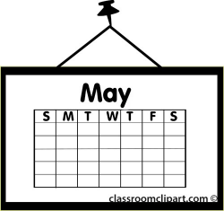 May Calendar Clipart Black And White - Letters