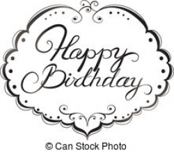 Sweet Looking Happy Birthday Clipart Black And White - cilpart