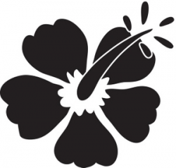 Hibiscus Clipart Image - Hibiscus Flower in Black and White