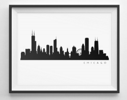 Chicago Skyline Silhouette - Printable Skyline - PDF, png, SVG, eps ...