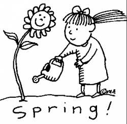 Free Spring Black And White Clipart