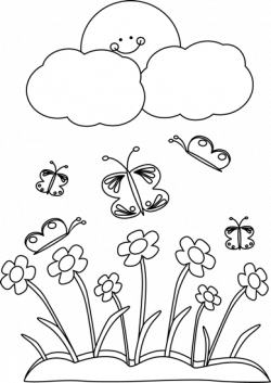 clip art black and white | Black and White Spring Sun Clip Art ...