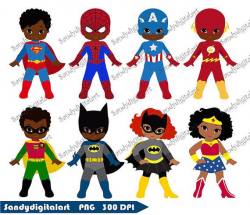 African American Superhero Clipart Superhero by SandyDigitalArt ...