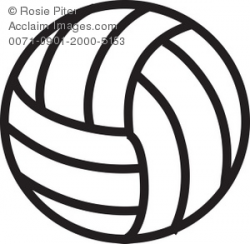 Clip Art Illustration of a Volleyball-Black and White