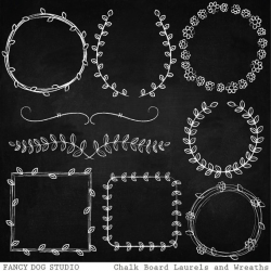 Chalkboard Frames and Borders, Wreath and Laurel Clipart, Wedding ...