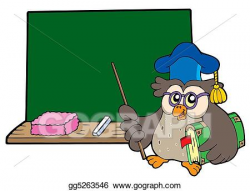 Drawing - Owl teacher with book and blackboard. Clipart Drawing ...