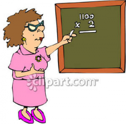 Cartoon of a Female Math Teacher Writing a Lesson on the Chalkboard ...