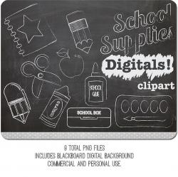 Chalk Clipart School Supplies ~ Graphics ~ Creative Market