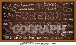 Vector Art - Hello in different languages. chalk board doodle with ...