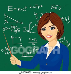 EPS Vector - Young math teacher standing next to blackboard. Stock ...