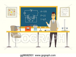 Vector Illustration - Physics classroom - male teacher ...