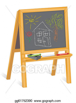 EPS Illustration - Childs drawings, blackboard easel. Vector Clipart ...
