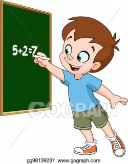 Vector Art - Boy writing on blackboard. Clipart Drawing gg98139237 ...